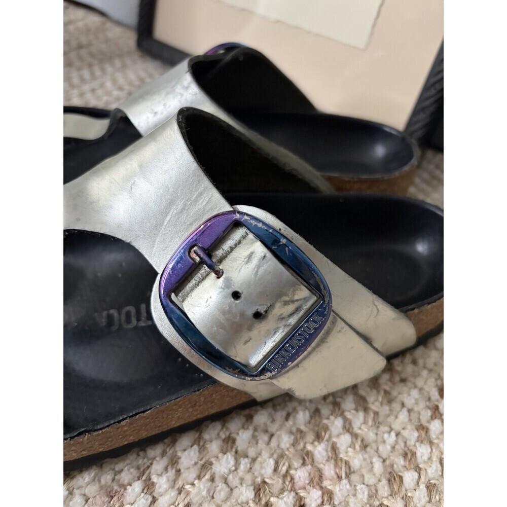 Birkenstock Womens Gizeh Thong Sandals Metallic Silver US8/EU38 Wide/Regular Fit - Picture 5 of 13